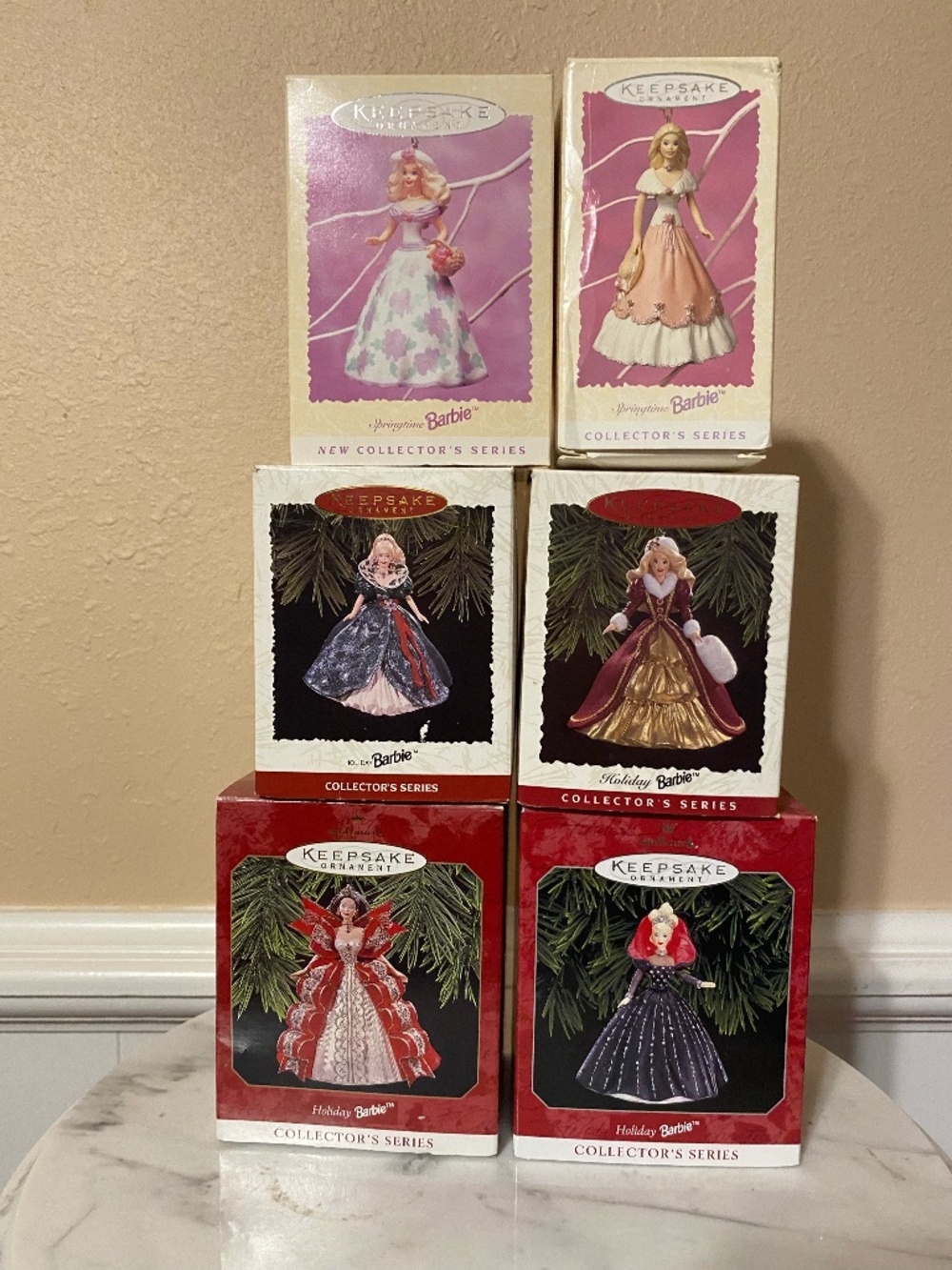 set of 6 Barbie Collector Series Keepsake Ornaments